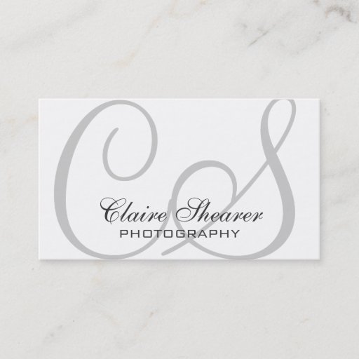 Customizable White Initials Business Card