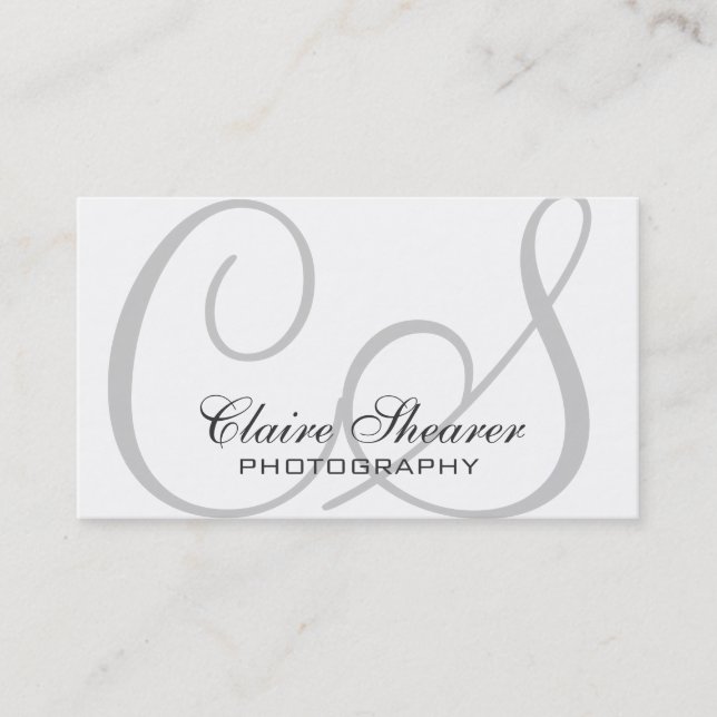 White Initials Business Card (Front)