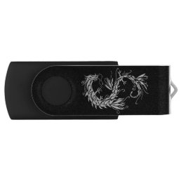 White Ink Dragon USB Flash Drive