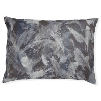 White Ink on Brown and Blue Background Pet Bed