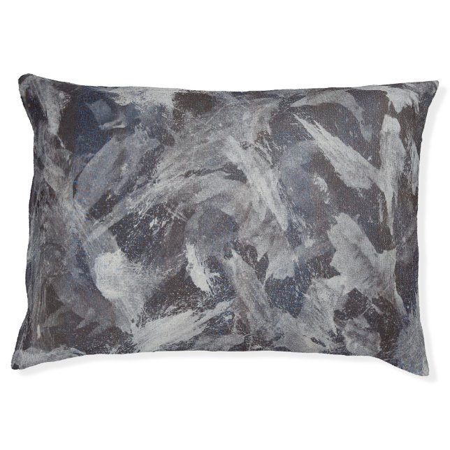 White Ink on Brown and Blue Background Pet Bed (Front)