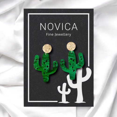 White Ink On Kraft Cactus Earring Display Card