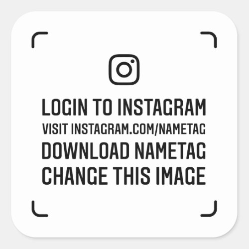 White Instagram nametag social media marketing Square Sticker