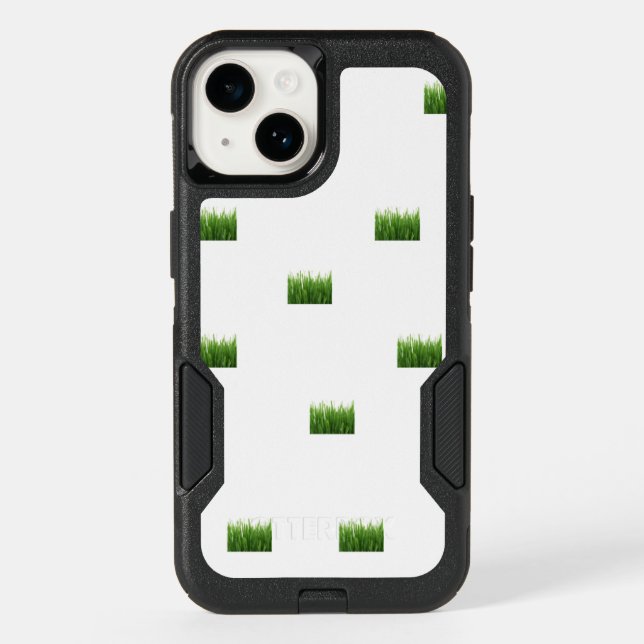 White iPhone Case with Green Grass Patch – Nature (Back)