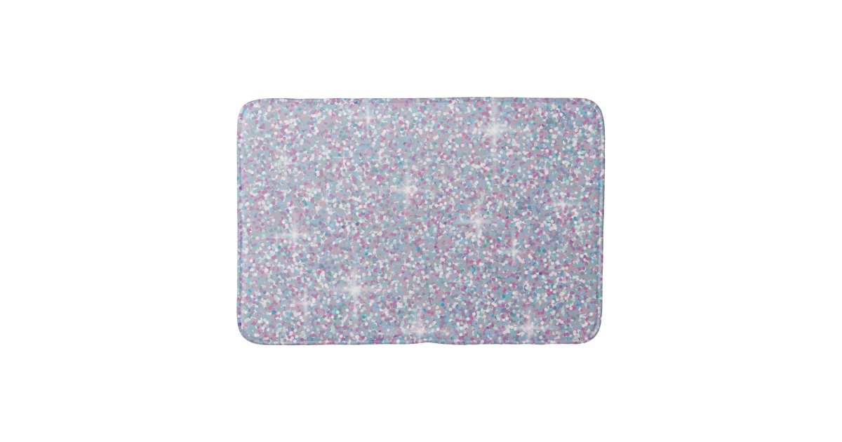 White iridescent glitter bath mat Zazzle