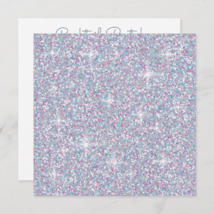 White iridescent glitter invitation