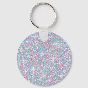 White iridescent glitter keychain