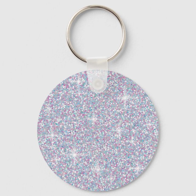 White iridescent glitter keychain (Front)