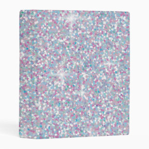 White iridescent glitter mini binder