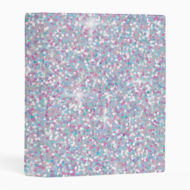 White iridescent glitter mini binder (Front/Spine)