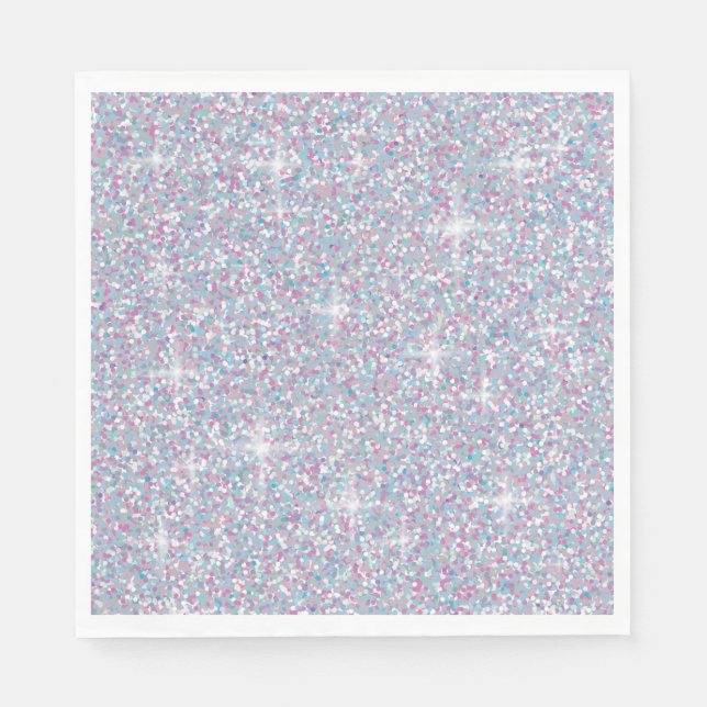 White iridescent glitter paper napkins (Front)