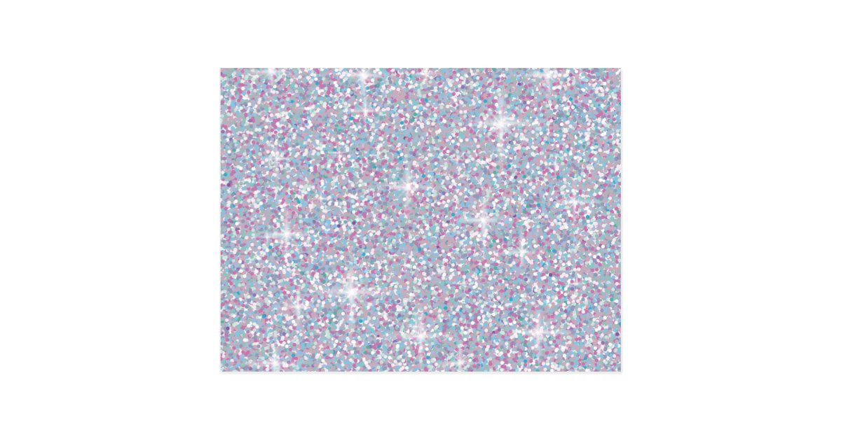 White iridescent glitter postcard