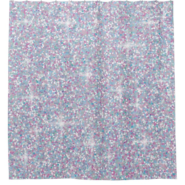 White iridescent glitter shower curtain (Front)