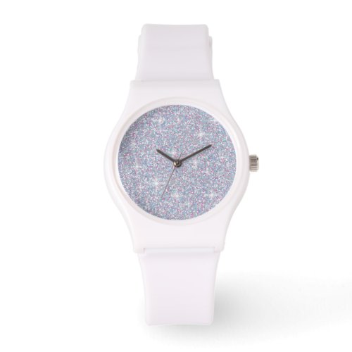 White iridescent glitter watch