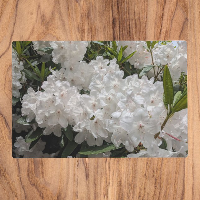 White Iris and Rhododendron Blooms Floral Placemat (In Situ Table)