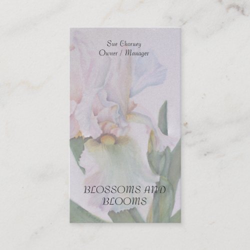 WHITE IRIS WATERCOLOR FLOWER BUSINESS CARDS
