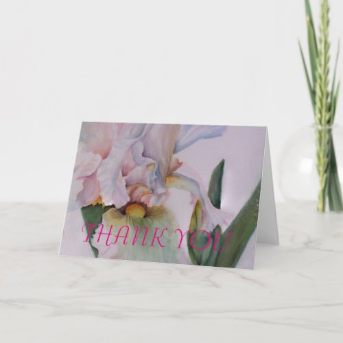 WHITE IRIS WATERCOLOR FLOWER THANK YOU CARD