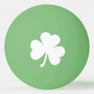White Irish Shamrock Green Ping Pong Ball