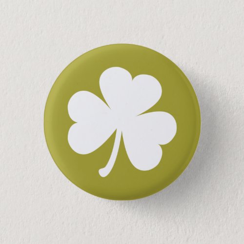 White Irish Shamrock on Rustic Gold Background Pinback Button