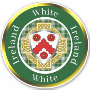 White Irish Shield/Celtic Cross Personalized Sticker