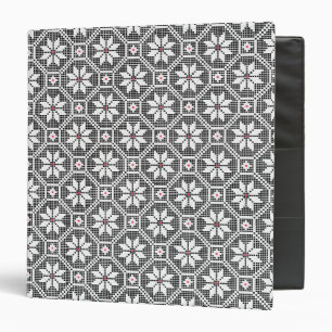 White isolated lace on CUSTOMIZE black background 3 Ring Binder