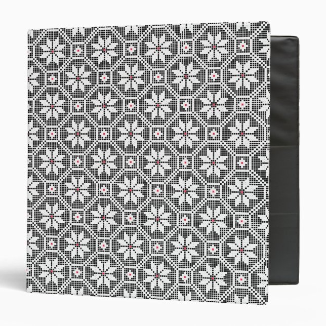 White isolated lace on CUSTOMIZE black background 3 Ring Binder (Front/Inside)