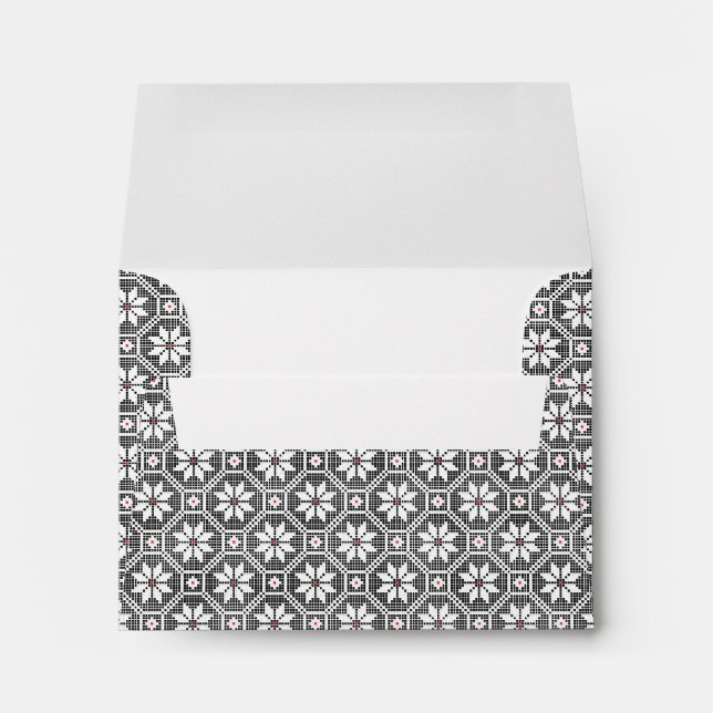 White isolated lace on CUSTOMIZE black background Envelope (Back (Bottom))