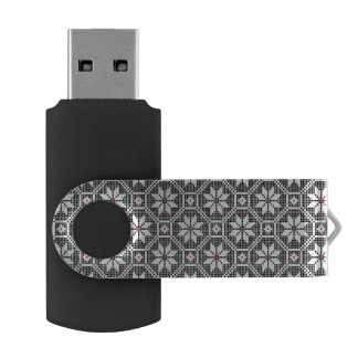 White isolated lace on CUSTOMIZE black background USB Flash Drive