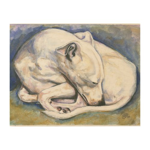 White Italian Greyhound Painting Wood Wall Art