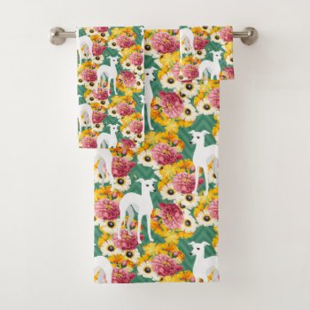 White Italian Greyhounds Or Whippets Floral Bath Towel Set by DoodleDeDoo at Zazzle