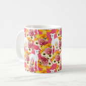 White Italian Greyhounds with Flowers Coffee Mug (Front Left)
