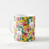 White Italian Greyhounds with Flowers Coffee Mug (Front Left)