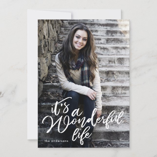 White It's a Wonderful Life Christmas Photo Card (Front)