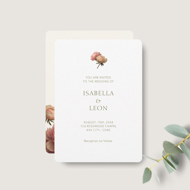 White & Ivory | Blush Rose Wedding Invitation (Creator Uploaded)