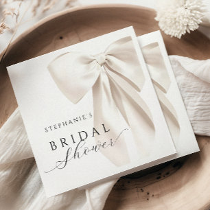 White Ivory Bow Bridal Shower Napkins