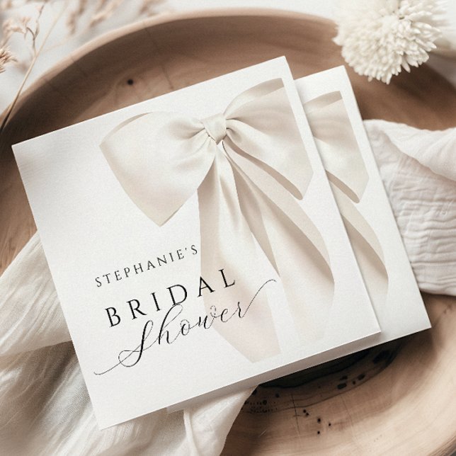 White Ivory Bow Bridal Shower Napkins (Creator Uploaded)
