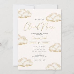 White Ivory Cloud Nine Baby Shower Party Invitation