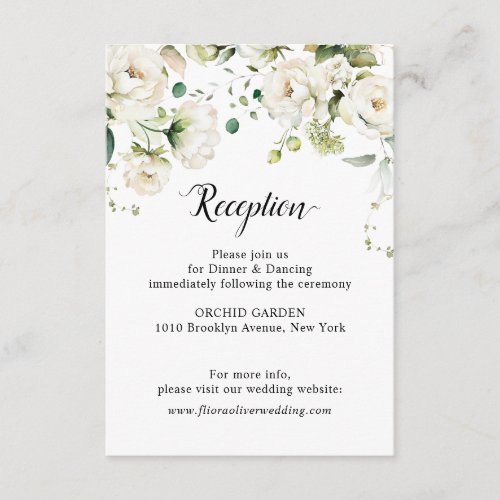 White Ivory Cream Roses Floral Botanical Wedding E Enclosure Card