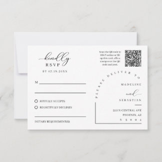 White Ivory Elegant RSVP Wedding Insert Postcard