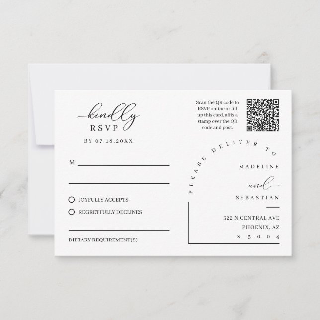 White Ivory Elegant RSVP Wedding Insert Postcard (Front)