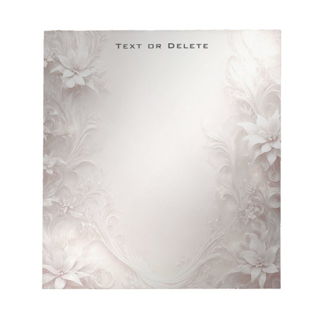 White Ivory Floral Notepad (Front)