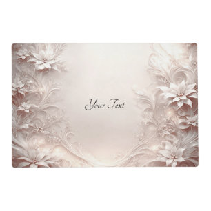 White Ivory Floral Paper Placemat