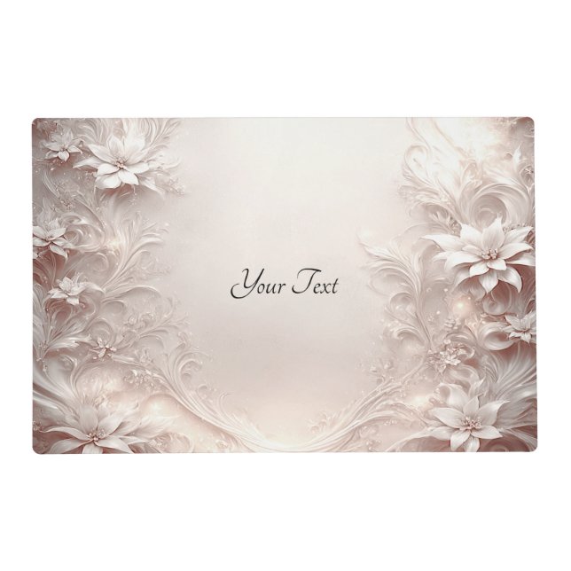 White Ivory Floral Paper Placemat (Front)