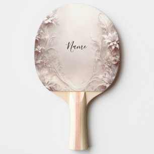 White Ivory Floral Ping Pong Paddle