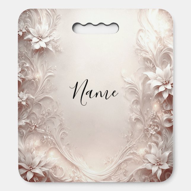 White Ivory Floral Stadium Seat Cushion (Front Vertical)