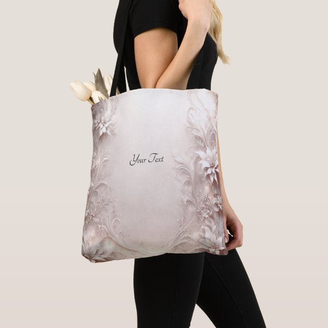 White Ivory Floral Tote Bag (Close Up)