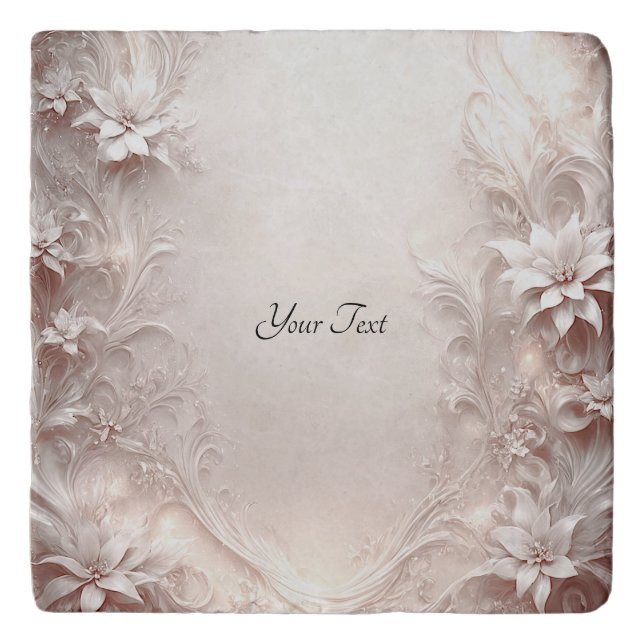 White Ivory Floral Trivet (Front)