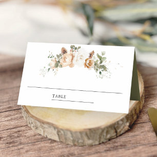 White Ivory Gold Christmas Floral Wedding Place Card