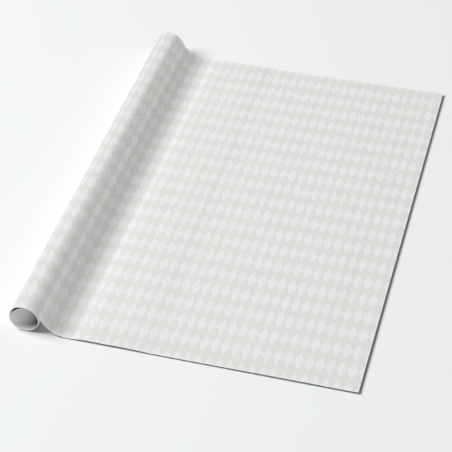 White & Ivory Harlequin Diamonds Wrapping Paper (Unrolled)