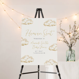White Ivory Heaven Sent Baby Shower Welcome Foam Board